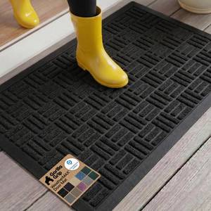 lot 37055 image: Gorilla Grip Indoor Outdoor Door Mats, Easy Clean Patio Mat, 29x17, Black Maze