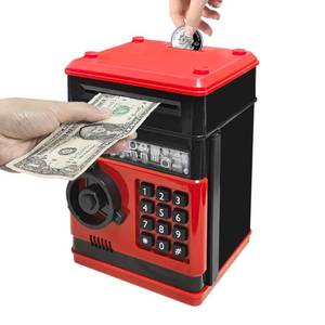 lot 37059 image: Cargooy Mini ATM Piggy Bank ATM Machine Best Gift for Kids,Electronic Code Piggy Bank Money Counter Safe Box Coin Bank for Boys Girls Password Lock Case (BlackRed)