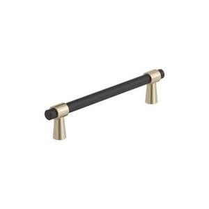 lot 38425 image: 2 Count of Mergence 5-116 in. (128mm) Modern Matte BlackGolden Champagne Bar Cabinet Pull
