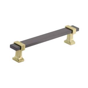 lot 38428 image: Overton 5-116 in. (128mm) Classic Black ChromeBrushed Gold Bar Cabinet Pull