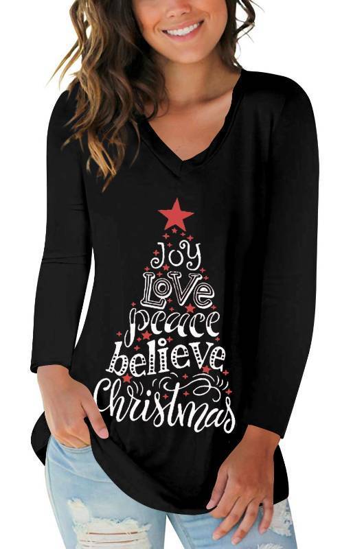 lot 7956 image: Christmas T-Shirt for Women, Long Sleeve -Size M