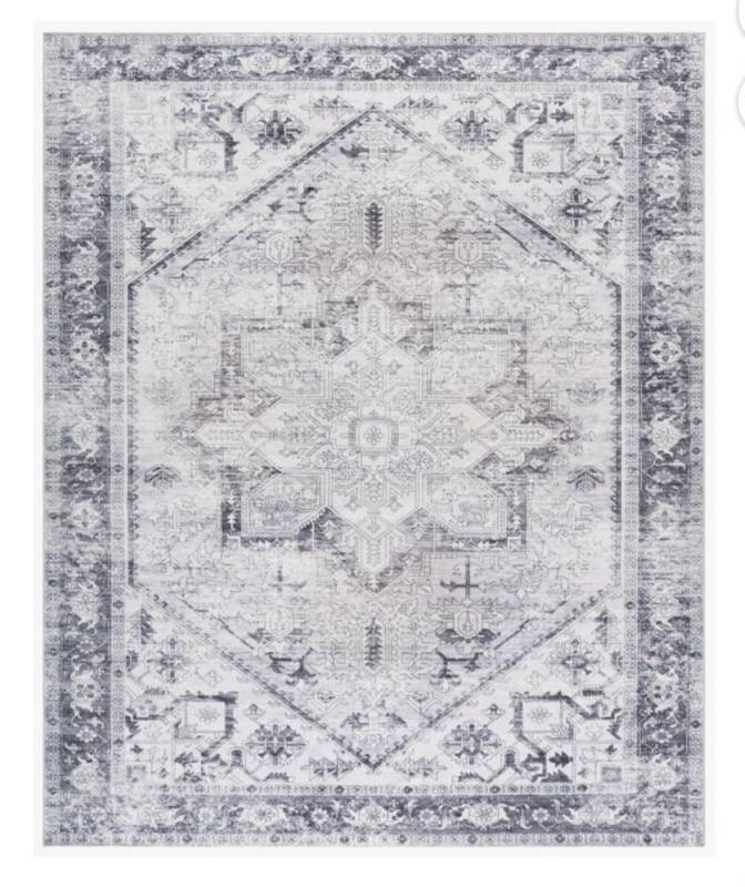 lot 15862 image: SAFAVIEH Arizona Rhine Oriental Machine Washable Area Rug, BeigeGray, (8 x 10) - Retail $52