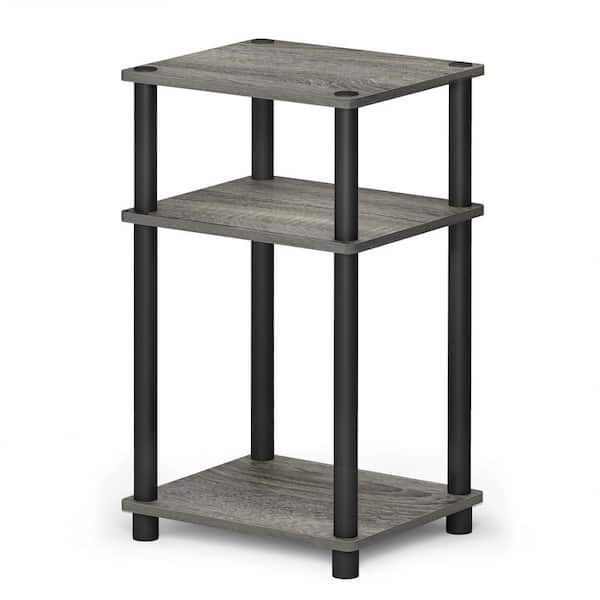 lot 34808 image: Three Tier Wood Grain Utility Shelf with Black Frame (Missing legs)