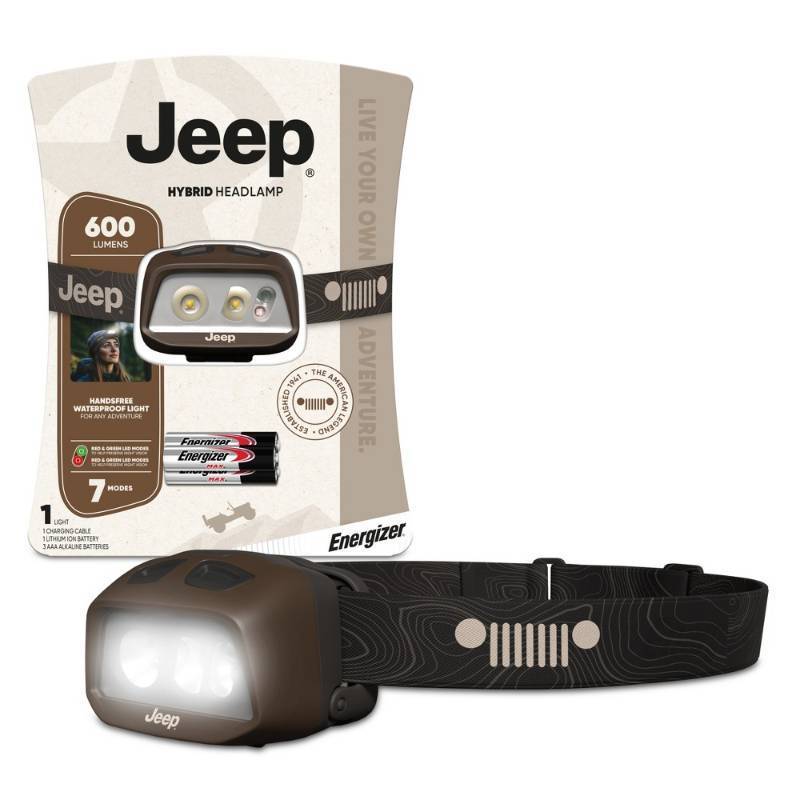 lot 34886 image: Energizer 600 Lumens Jeep Hybrid Rechargeable LED Headlamp Brown
