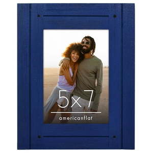 lot 35884 image: Americanflat 5x7 Picture Frame Polished Crystal Clear Glass Hampton Collection Distressed Frames - Navy Blue