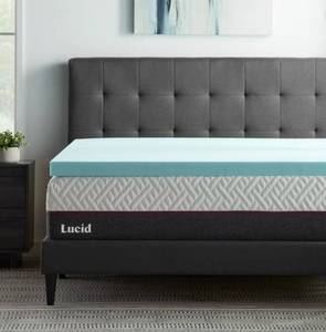 lot 37079 image: Lucid 3 Cooling Gel with Aloe Plush Memory Foam Mattress Topper, Full - Retail $74