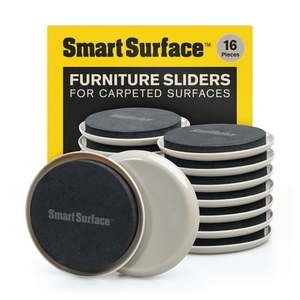 lot 37087 image: Smart Surface Furniture Sliders for Carpet - 16 Pack - 3.5 Round  8295 Coasters for Heavy Furniture - Protect Your Carpeted Floors