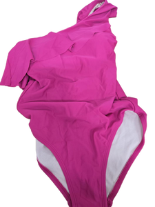 lot 38486 image: Pink One Shoulder Ruffle Swimsuit -Size S