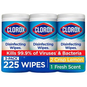 lot 38506 image: Clorox Disinfecting and Cleaning Wipes  Crisp Lemon and Fresh Scent 75 Count Each  -3 Pack
