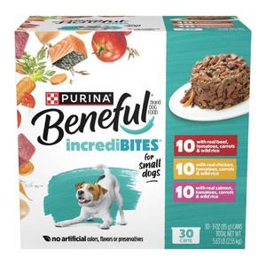 lot 38518 image: Beneful Incredibites with Rice Chicken Salmon and Beef Wet Dog Food - 30ct (BEST BY NOV 2027)