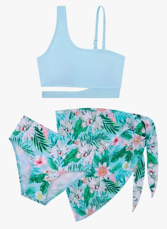 lot 34862 image: ALISISTER Girls Swimsuits 3 Piece Cutout Bikini for Teens Adjustable Straps Quick Dry Bathing Suit with Cover Ups for -14 Yr Olds