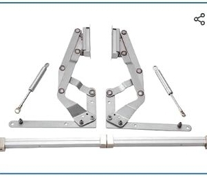 lot 35506 image: 2 Units Ball Bearing Door Hinges Cabinet Door Hinges Vertical Swing Lift Up Stay Pneumatic Arm Upturn Support Hinge Door Swing Lift Upturn Support Frame (See Details)- Retail $201