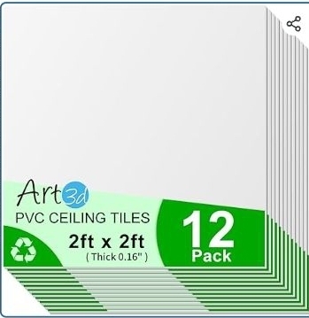 lot 35507 image: Art3d 24x24 Smooth Drop Ceiling Tiles (48 Sq.Ft), 12-Pack