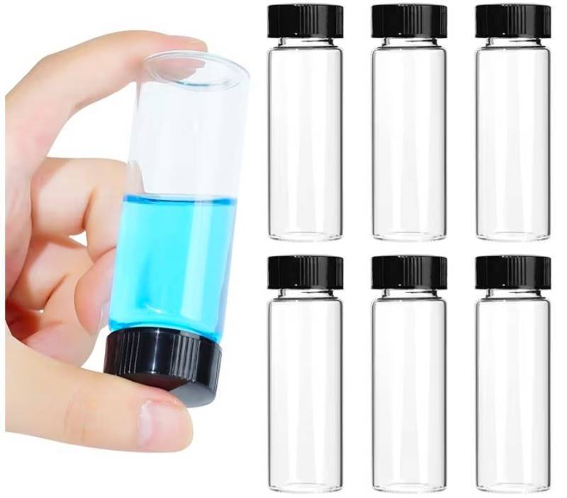 lot 34865 image: Clear Small Plastic Vials with Screw Caps (15pcs)