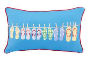 lot 33830 image: Hampton Bay12 in. x 20 in. Blue Flip-Flop Sail Lumbar Outdoor Throw Pillow 4 Pack