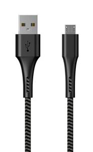 lot 33852 image: Walmart 6 feet USB-a to Micro Charging and Data W Kevlar Cable for mobile phone, Black, 5 Count