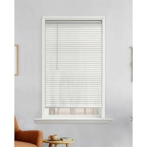 lot 35898 image: Mainstays 1 Cordless Vinyl Light Filtering Mini Blinds  White  48  W x 64  L (Missing Mounting Brackets)