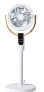 lot 35920 image: Better Homes & Gardens 8 Inch Air Circulator Pedestal Fan, Juliet Collection, White and Light Honey - Retail $69