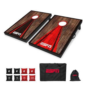 lot 35925 image: ESPN Cornhole Board Set  2x3 Wood Cornhole Boards Includes Cornhole Bags and Travel Case  Ideal for Outdoor Games - Retail $80