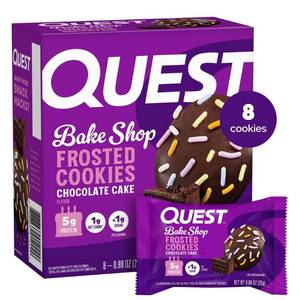 lot 35931 image: Quest Nutrition 5g Protein Frosted Cookie Snack Chocolate Cake Flavor - Pack of 8 Protein Cookies, (Best by 03132026)