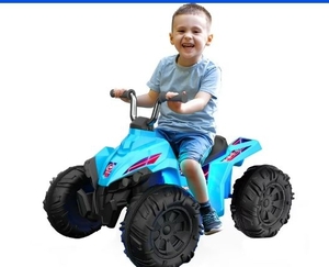 lot 35938 image: Kid Trax 12V Glow ATV Ride-On Toy, Blue, with LED Lights, Rechargeable Battery, Ages 3-6 (Not Powering On) - Retail $60