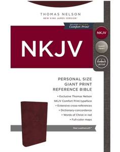 lot 37102 image: NKJV, Reference Bible, Personal Size, Leathersoft, Burgundy, Comfort Print