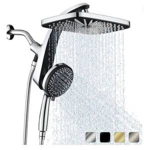 lot 37111 image: KESTE 12 Inch High Pressure Rain Shower Head with Handheld Spray Combo, 382 Spray Setting, Built-in Magnetic Docking, Dual Showerheads for Bathroom, Anti-Clog,Silver Chrome