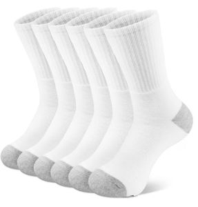 lot 37119 image: NevEND 6 Pairs Mens Womens Athletic Cotton Casual Crew Solid Sport Socks White Size 10-13