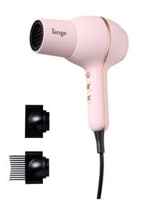 lot 37138 image: Lange Hair HotStuff Compact Ionic Hair Dryer  Fast-Drying Hair Dryer with Cool Shot Button & Nozzle Attachment (Blush) - Retail $50