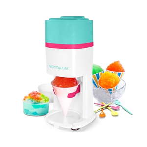 lot 38550 image: Nostalgia Electric 80 Watt Ice Shaver with Ice Mold & Reusable Cone Teal & White
