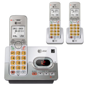lot 38559 image: AT&T EL52303 3-Handset Answering System with Caller ID & Call Waiting (ALL PHONES WORK, ONLY 1BATTERY, POWERS ON, SEE PHOTOS)