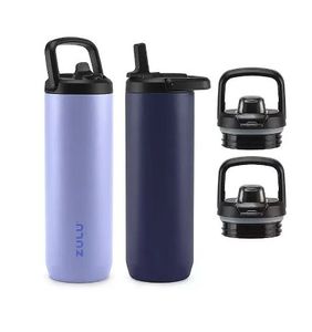 lot 33858 image: Zulu 411-2401-900 Base Stainless Steel Water Bottle with Lids., 2 Pack 24oz, CornflowerMidnight