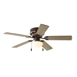 lot 33869 image: Mainstays 44 inch Hugger Indoor Ceiling Fan with Light Kit Bronze 5 Blades Reverse Airflow