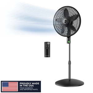 lot 35984 image: Lasko WhisperForce 18 12 Speed Oscillating Remote Control DC Motor Pedestal Fan Black S18708 - Retail $101