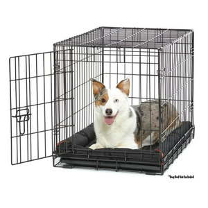 lot 37143 image: Vibrant Life 30 Single Door Folding Metal Wire Dog Crate with Divider and Tray, Black