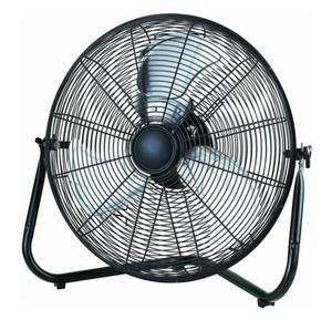 lot 37151 image: Mainstays 20 3-Speed High Velocity Tiltable Black Steel Floor Fan - Retail $53