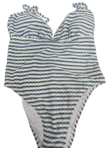 lot 38576 image: Shade and Shore Striped V-Neck Swimsuit -Size M