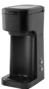 lot 38605 image: Mainstays Black Matte Dual Brew Coffee Maker, Single Serve, Auto Shutoff, 14 oz Reservoir