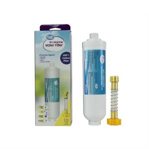 lot 38616 image: Great Value RV Water Filter 1 Pack With Flexible Hose  F200  Activated Carbon  KDF  White