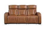 8344BRW-3PWHM Power Double Reclining Sofa with Center Drop-Down Cup Holders, Power Headrests, Storage Arms (Top and Side) ,Cup holders, Reading Lights, Wireless Charger, Air Massage, Heat, LED Lighting and Charging Ports - Retail: $1718