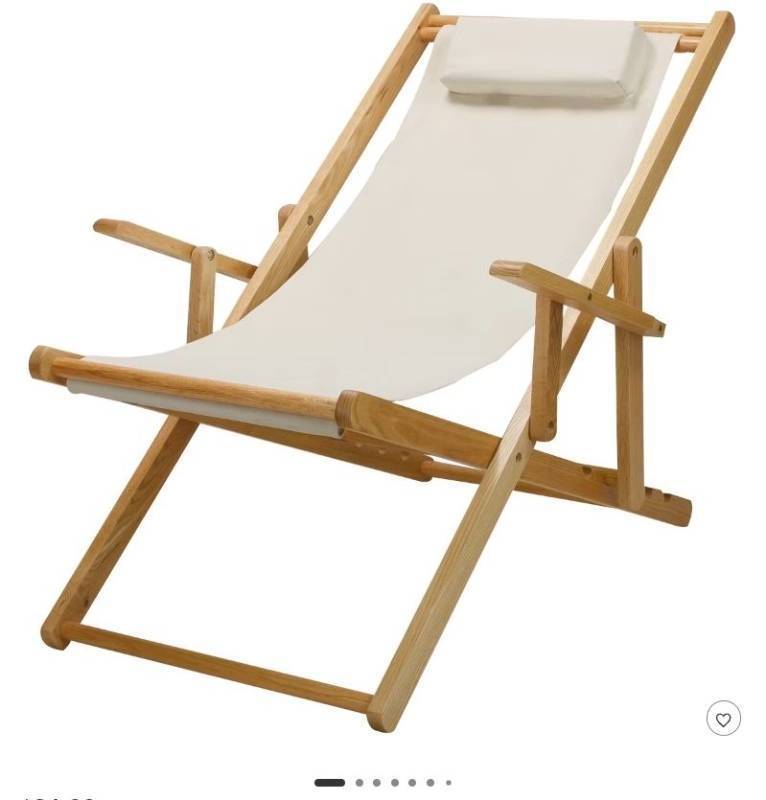 lot 30786 image: Sling Chair Natural Frame - NaturalWheat Canvas - Flora Home - Retail $82