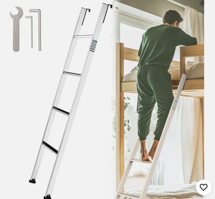lot 30862 image: Integrated Step Ladder with 57-61 Height Range bunk 1.2 White (Damaged) - Retail $102