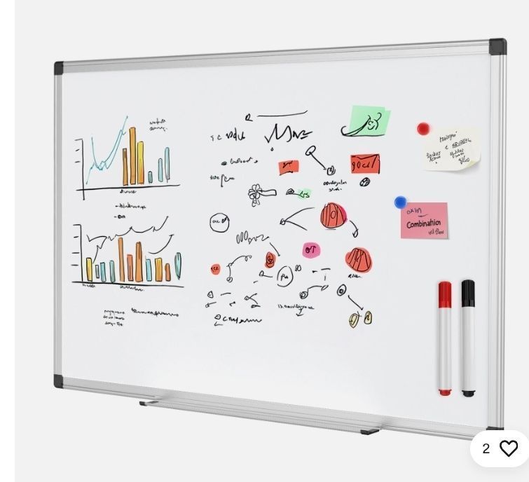 lot 30262 image: Magnetic Dry Erase Board Easy Clean Whiteboard Home Office School Marker 36X24in (Cosmetic Damage)