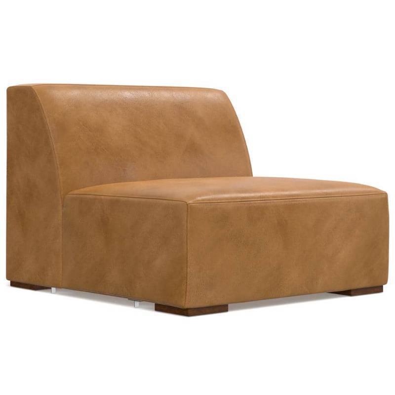 lot 33571 image: Rex 34 inch Center Armless Genuine Leather Rectangle Sofa Module in. Sienna - Retail $829