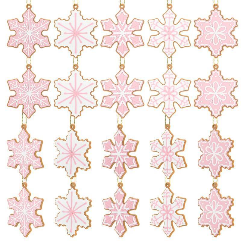 lot 34394 image: 20 Pcs Christmas Gingerbread Snowflake Ornaments