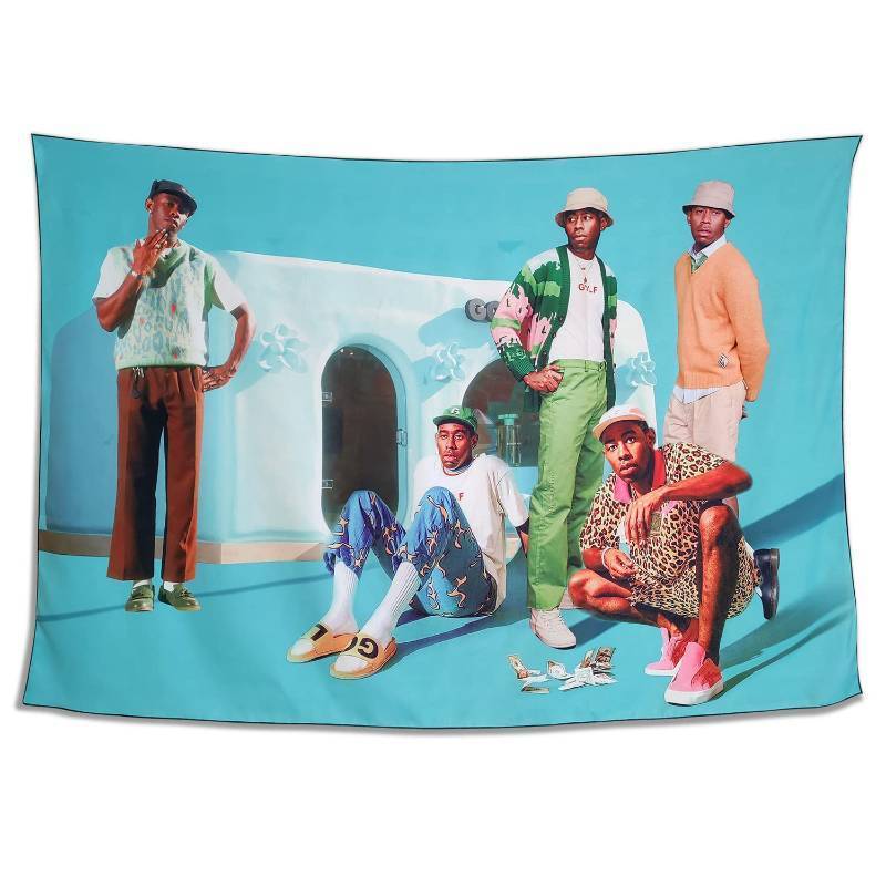 lot 38055 image: 2 Count of Tyler Rapper Tapestry Singer The Creator Wall Art Hanging for Room Dorm Bedroom Home Decor 59X39 Inches