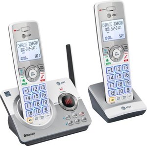 lot 33917 image: AT&T - 2 Handset Connect to Cell Answering System with Unsurpassed Range - White
