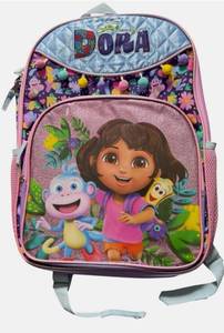 lot 33930 image: Dora Kids Backpack Purple Boots Map Explorer Water bottle Pockets 16