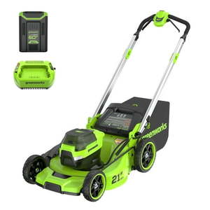 lot 36011 image: Greenworks 60V 21  Push Lawn Mower  (1) 5.0 Ah Battery & Charger 2546502 - Retail $296