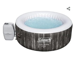 lot 36013 image: Coleman 90455 SaluSpa Bahamas 71-Inch x 26-Inch 4 Person Outdoor Portable Hot Tub Spa with 120 Air Jets, Pump, 2 Filter Cartridges, and Tub Cover - Retail $782